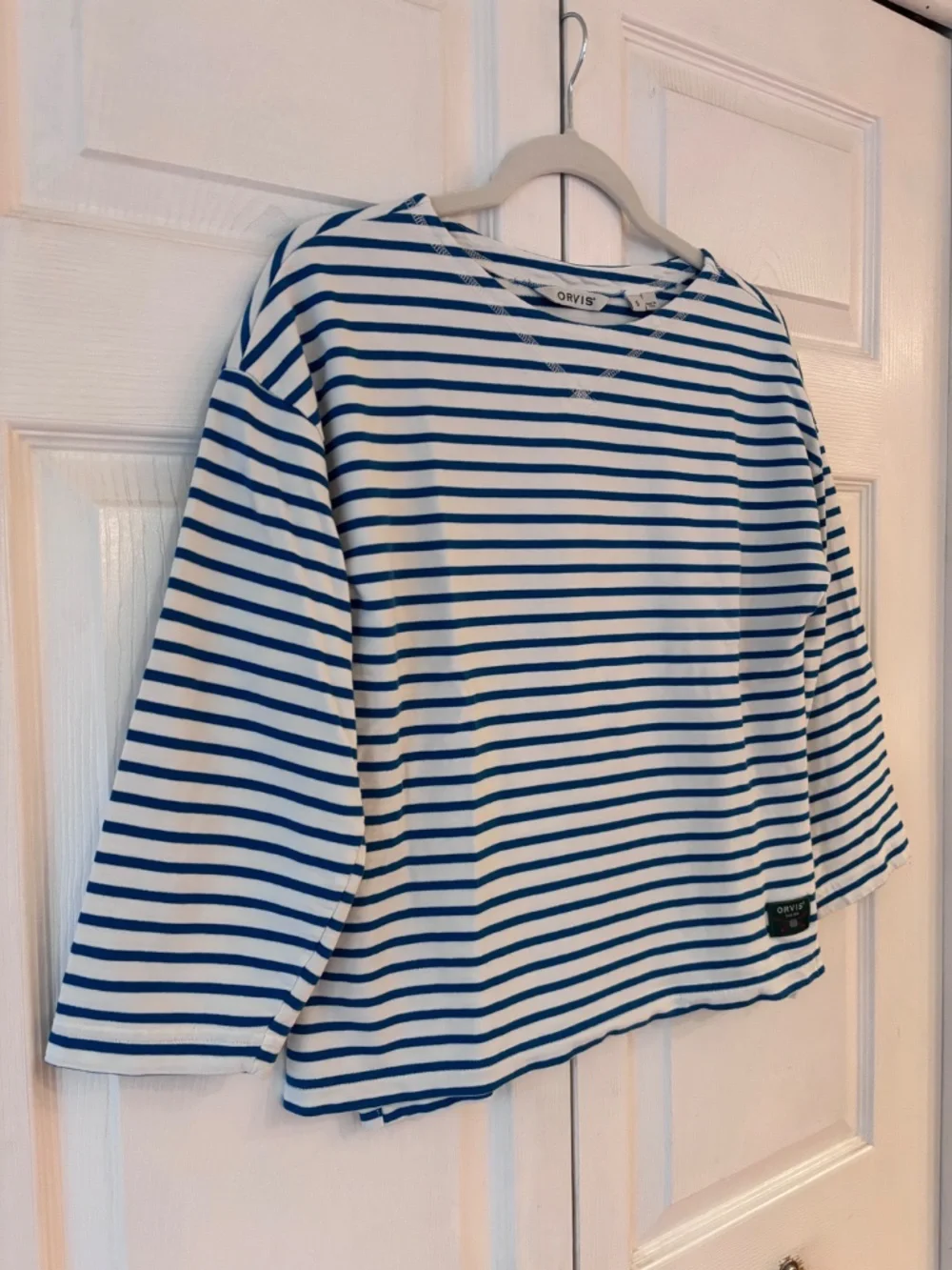 Orvis Blue White Stripe Cotton Top Size Small